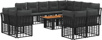 vidaXL Conjunto De Sof&aacute;s De Jard&iacute;n 13 Uds. Negro Y Gris Oscuro Vidaxl