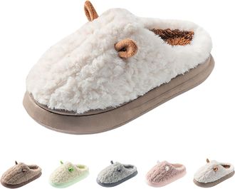 Generic Bunny Ear Slippers Sheep Slippers Women Cute Plush Slipper Cozy Faux Fur Lined Slipper Warm Bedroom Sliders Solid Colour Daily Wear Slides For Indoor 
