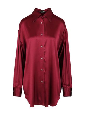 Tom Ford Stretch Silk Satin Shirt Shirts Rosso-Donna