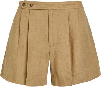 Polo Ralph Lauren Pleated Linen Shorts - Brown - 12 (UK14 / L)