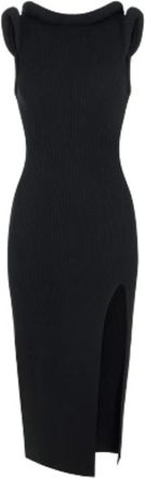 Elisabetta Franchi Lange gebreide jurk met korte mouwen - Dames - Jurken - Zwart - Maat: M