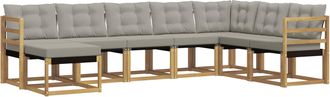 vidaXL Conjunto De Sof&aacute;s De Exterior 8 Uds. Blanco Y Gris Claro Vidaxl