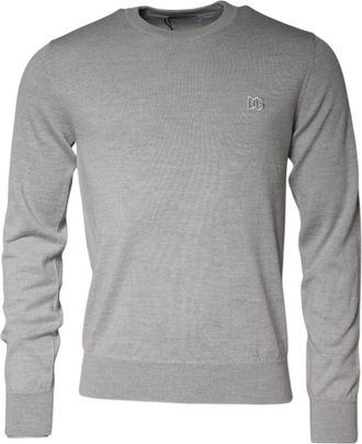 Dolce & Gabbana Light Gray Wool Crew Neck Pullover Mens Sweater (Pre-Owned)