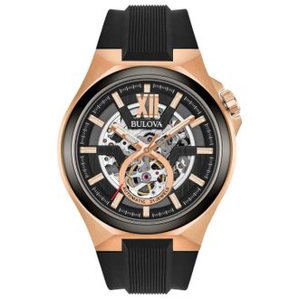 Bulova Automatic Mens Black Watch 98A177 Silicone - One Size