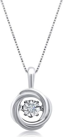 MAX + STONE 10k White Gold Natural Diamond Center of You Dancing Diamond Pendant Necklace