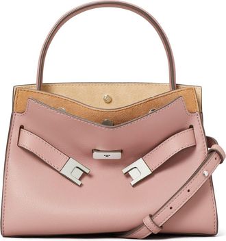 Tory Burch Petite Lee Radziwill Leather Double Bag in Light Mauve at Nordstrom
