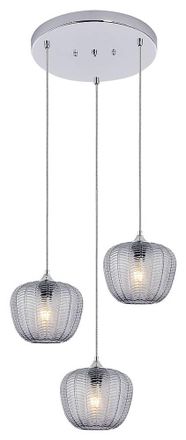 Rabalux Lampada Sospesa Monet Metal Chrome E27 3x Max 40w H: 170 Cm L: 58,5 Cm Dimmabile