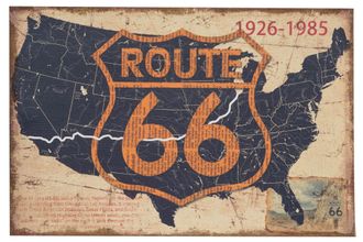 Biscottini International Impresi&oacute;nroute 66 Sobre La Tela De Yute Crudo Con Efecto Envejecido L90xpr2xh60 Cm