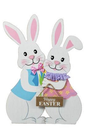 Glitzhome Set of 2 Easter Wooden Bunny Porch Decor in White at Nordstrom, Size Medium
