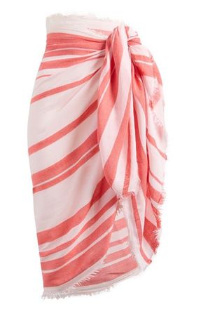 Nordstrom Sheer Stripe Pareo Wrap in Pink- Red at Nordstrom