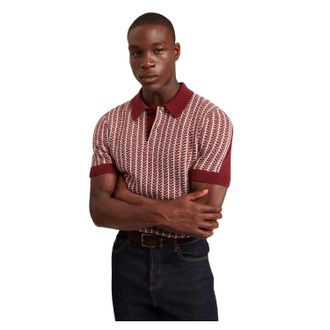 Ted Baker Herenpolo met visgraatmotief en korte mouwen (Maroon)