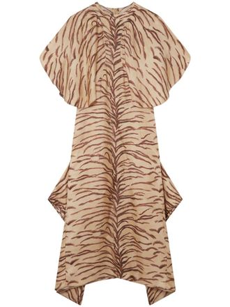 Stella McCartney Midi-jurk met tijgerprint - Bruin