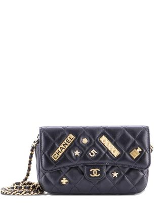 Chanel Lucky Charms Classic Flap Phone Holder with Chain Quilted Lambskin crossbody bag - Nero