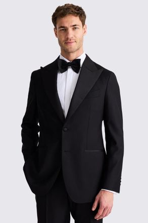 Vitale Barberis Italian Tailored Fit Black Twill Tuxedo Suit Jacket