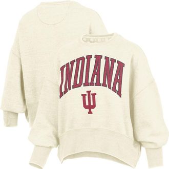 Pressbox Womens Pressbox Natural Indiana Hoosiers Oversized Waist-Length Crewneck Sweatshirt at Nordstrom, Size Xx-Large