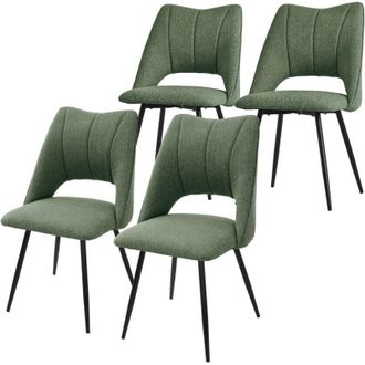 ML Design Ml-design Set 4x Sillas De Comedor Color Verde Con Respaldo Asiento De Poli&eacute;ster Tapizado Con Patas De Metal Negro Sill&oacute;nes Ergon&oacute;micos De Dise&ntilde;o Mode