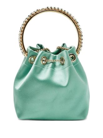 Jimmy Choo London Bonbon crystal-embellished bucket bag - Green