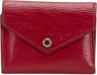 Louis Vuitton Fuchsia Red Color Leather Wallet (Tri-Fold) (Pre-Owned)