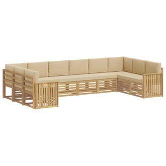 vidaXL Conjunto De Sof&aacute;s De Exterior 10 Uds. Y Beige Poli&eacute;ster Vidaxl