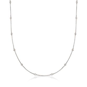 Ross-Simons 0.50- Bezel-Set Diamond Station Necklace in Sterling Silver