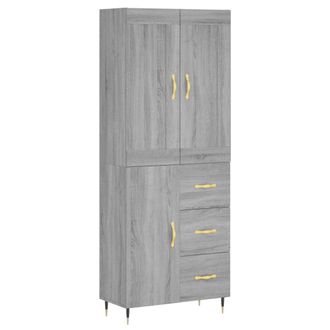 vidaXL Vidaxl - Aparador Alto Madera Contrachapada Gris Sonoma 69,5x34x180 Cm
