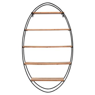 Miliboo Estanter&iacute;a De Pared Oval En Acacia Y Metal A130 Cm Hang