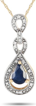 Luxury Bazaar 14K Yellow Gold 0.08ct Diamond and Sapphire Necklace PD4-16318YSA