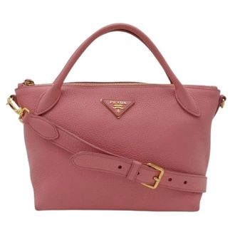 Prada Pre-owned Handbags, female, Pink, Size: ONE SIZE Pre-owned Vit.daino Leather 2way Shoulder Bag
