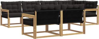 vidaXL Conjunto De Sof&aacute;s De Exterior 7 Uds. Blanco Y Negro Vidaxl