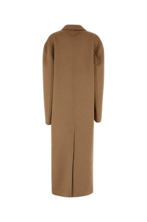 Prada Womens Camel Wool Blend Coat Cammello Wa Wc Wv Cappotti