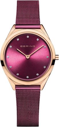 Bering Dameshorloge Ultra Slim 31 mm 3 ATM saffierglas Slim Design Armband Milanese 17031-969 - Dames - Horloges - Roze - ONE Size - Accessoires