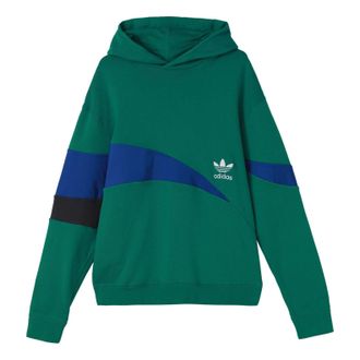 adidas Mens adidas originals Ts Sweat Hoody Logo Printing Splicing Colorblock Sports Green HF5943