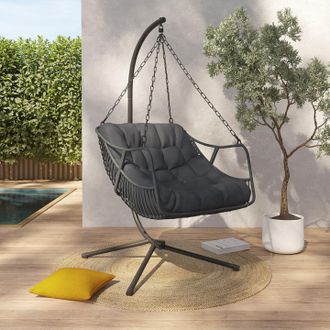 IDMarket Loa Sill&oacute;n Reclinable Calado Efecto Rat&aacute;n Gris Con Coj&iacute;n Gris