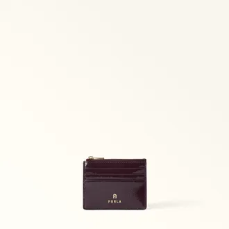 Furla Camelia Card Case S Winter Bloom Purple Varnished Ares Textured Leather Woman