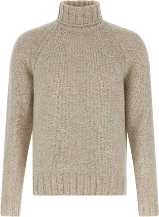 Ermenegildo Zegna Truien & Vesten, Heren, Beige, M, Wol, Cashmere en wollen coltrui