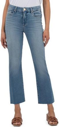 Kut from the Kloth Kelsey Fab Ab High Waist Raw Hem Ankle Kick Flare Jeans in Simplicity Blue at Nordstrom Rack, Size 2