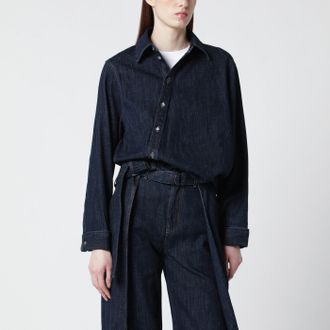 Loewe Indigo blue draped denim shirt