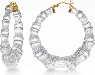 Gold & Honey Womens Lucite Bamboo Hoop Earrings In Clear