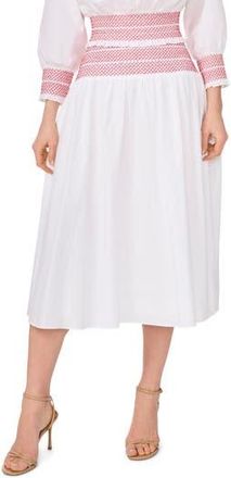 1.State Smocked Waist Midi Skirt in Ultra White at Nordstrom Rack, Size X-Small