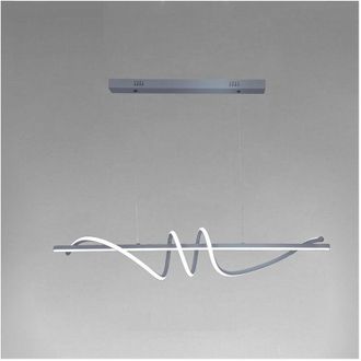 Trade Shop Lampadario a Sospensione Led 65w Argento Spirale Ondulato Luce 6500k Vortice Orizzontale 32477 - - Trade Shop Traesio