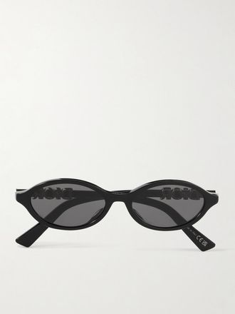 Dior Occhiali Da Sole In Acetato Con Montatura Ovale E Decorazioni Diortreasure R1i - Nero