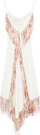 Paco Rabanne Abito midi con frange asimmetrico - Toni neutri