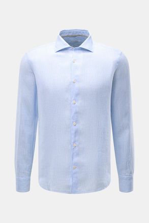 Braun Hamburg Men - Linen shirt shark collar light blue/white striped
