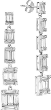 Sterling Forever Cz Penelope Drop Stud Earrings