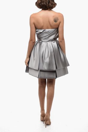 Alberta Ferretti Vestito in Satin Multi Layer Dettaglio Drappeggiato Alberta Ferretti