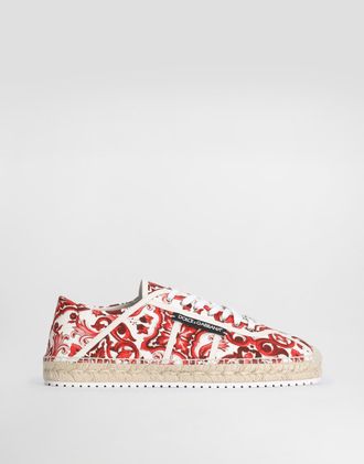 Dolce & Gabbana Majolica-print Canvas Espadrilles - Man Sandals And Slides Multicolor 40