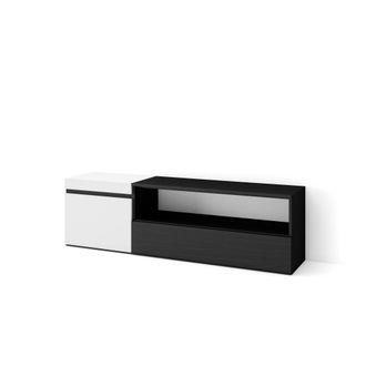 Skraut Home Skraut Home - Mueble Tv, Televisi&oacute;n, Muebles De Sal&oacute;n, Almacenaje, 150x45x35cm, Para Tv Hasta 65, Con Almacenamiento, Estilo Moderno, Blanco Y Negro
