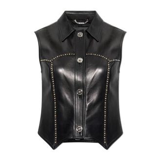 Versace Dames, Jassen, Zwart, Maat: 2XS Leer