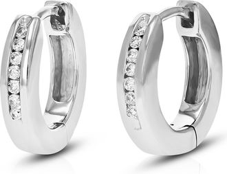 Vir Jewels 1/10 cttw Round Lab Grown Diamond Hoop Earrings for Women in.925 Sterling Silver Channel Set 2/5 Inch