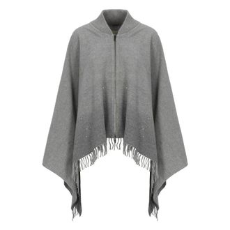 PESERICO Jassen, Dames, Grijs, ONE Size, Wol, Wool Poncho
